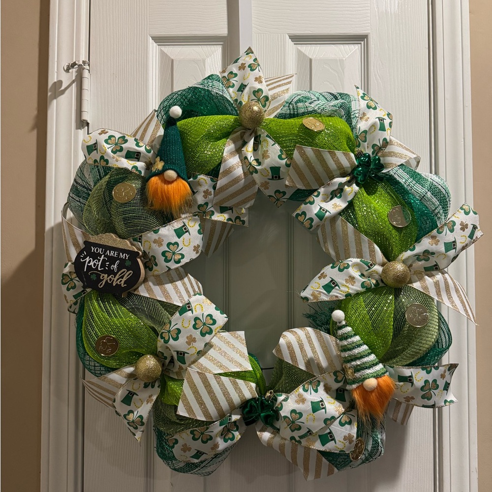 Festive Green and Gold Holiday Wreath